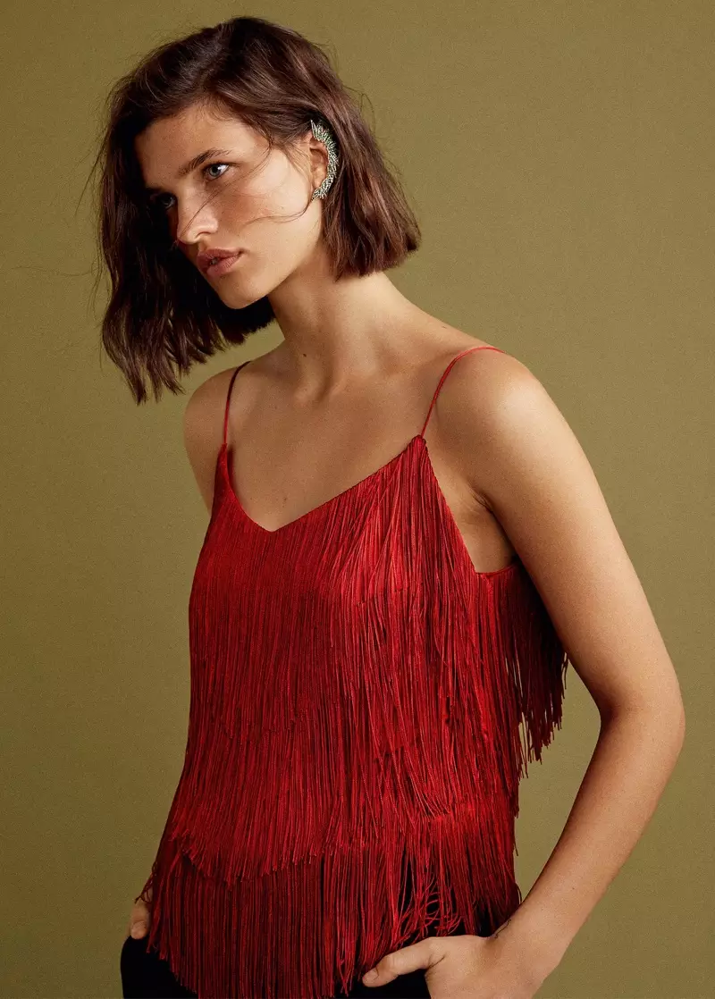 Mango Gala Collection Fringed Top