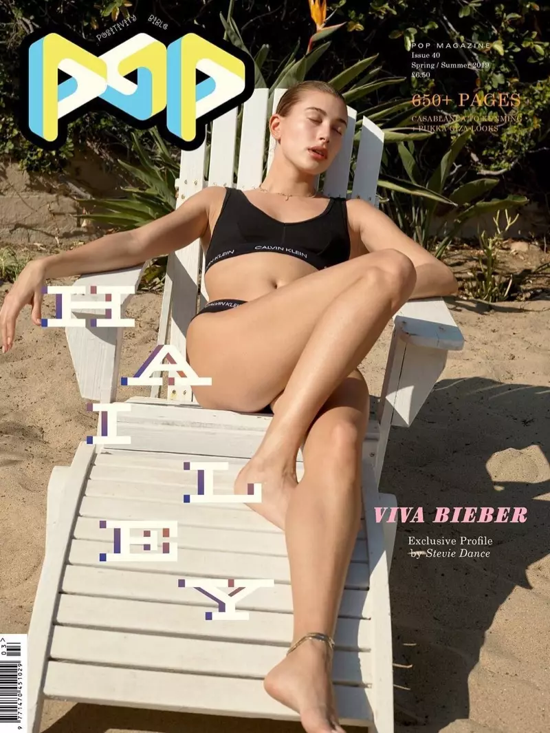 Hailey Baldwin sou kouvèti POP Magazine Prentan/Ete 2019