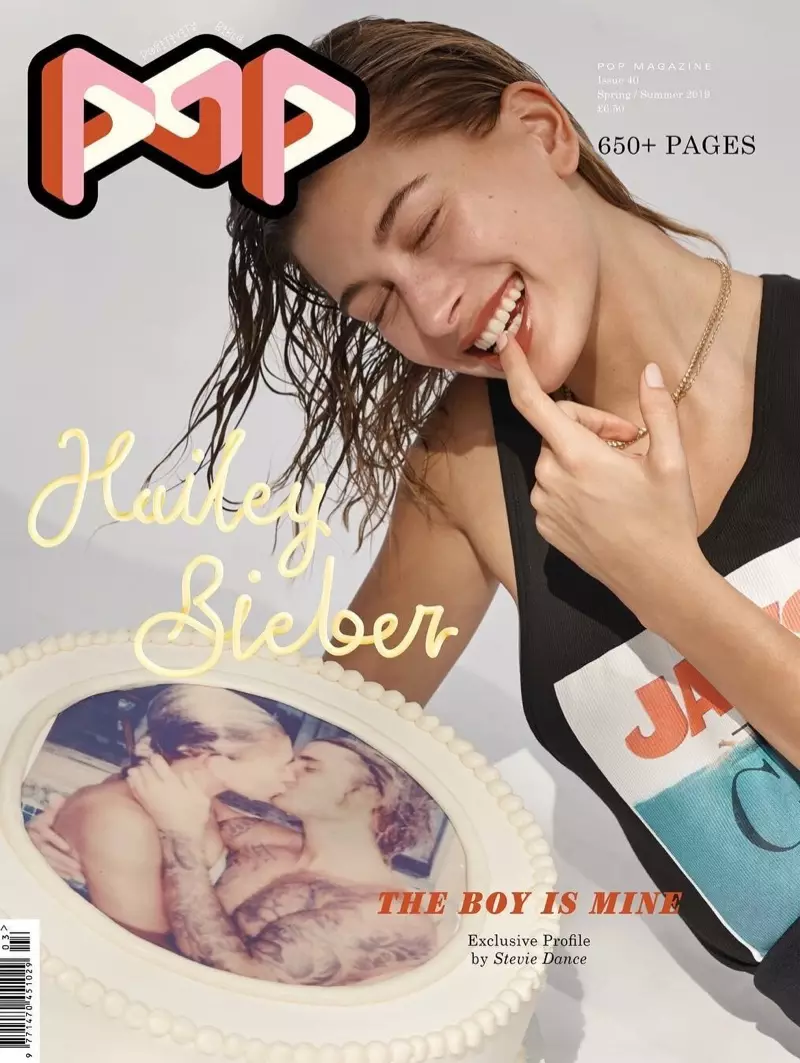 Model Hailey Baldwin på POP Magazine forår/sommer 2019-forside