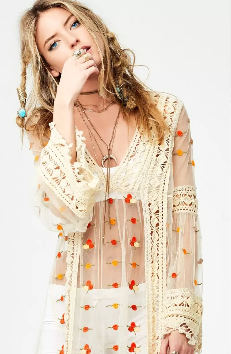 Free People Finest Heart čipkana Maxi tunika