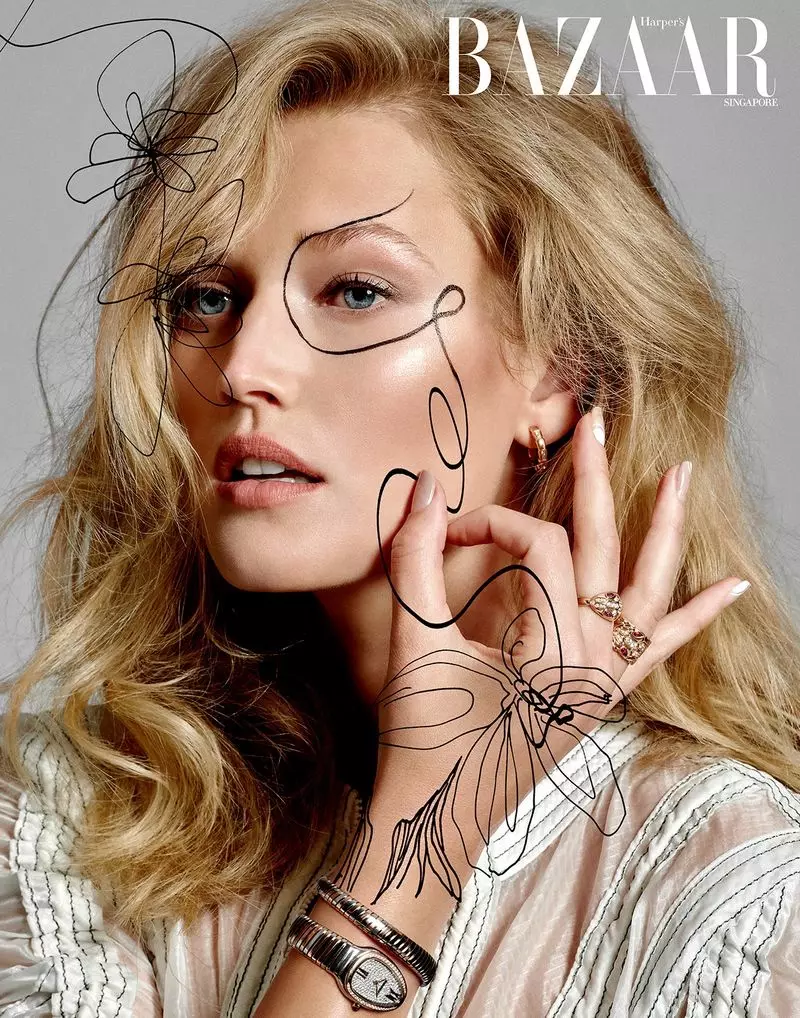 Toni Garrn, “Harper's Bazaar Singapore” üçin sungat eseri