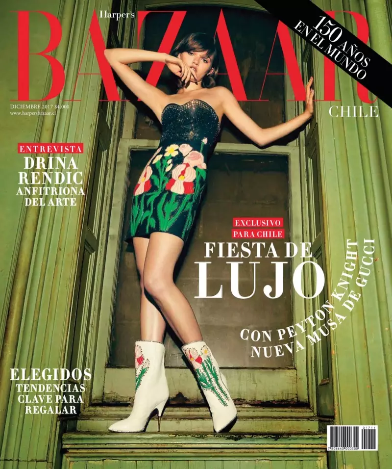 Peyton Knight modelează stilurile de declarație ale lui Gucci pentru Harper's Bazaar Chile