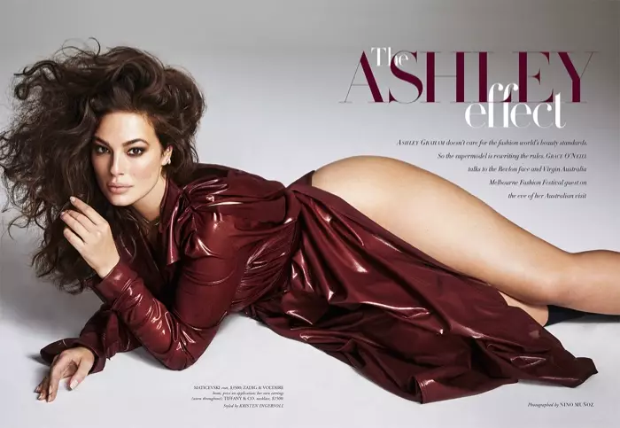 Ashley Graham An Fachtóir Glam a Dhéanamh do Harper's Bazaar Australia