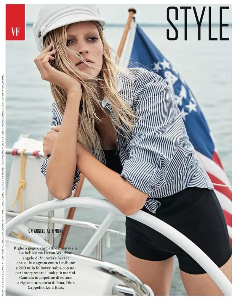 Vanity Fair Italy အတွက် Devon Windsor သည် Nautical Style မော်ဒယ်များ