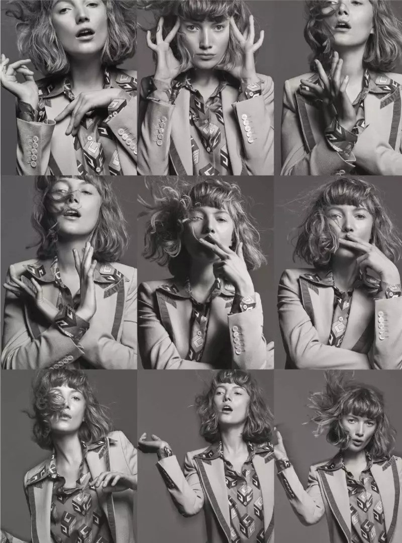 Lou Schoof Poses ing Cetakan Playful kanggo Harper's Bazaar Walanda