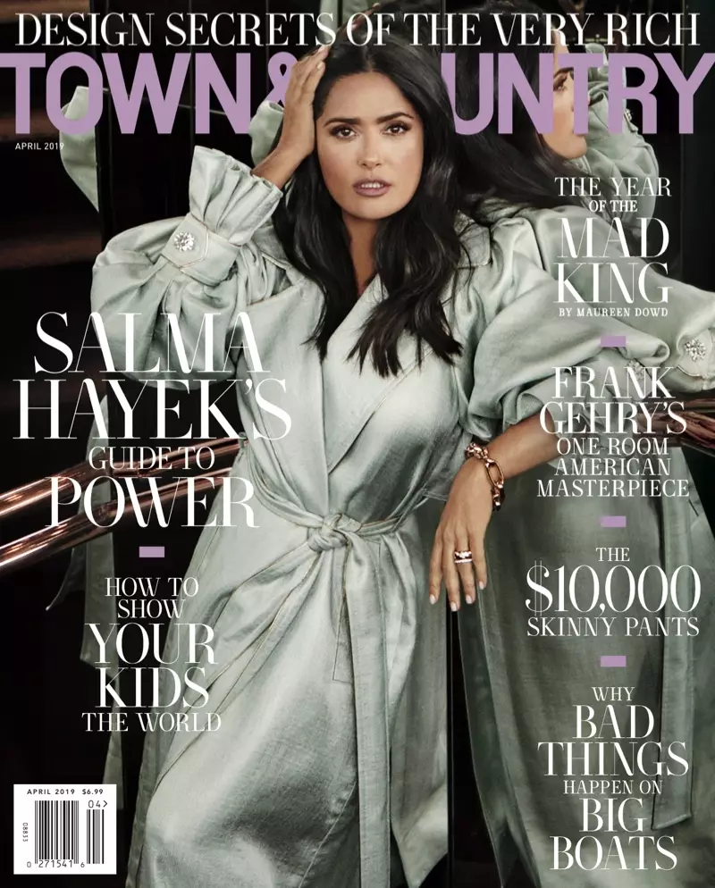 Salma Hayek på Town & Country Magazine april 2019-omslag