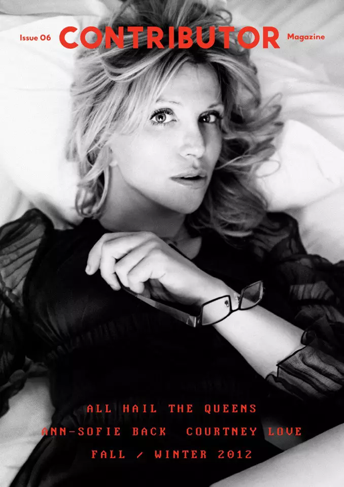 Courtney Love-k bere arropa-lerroa partekatzen du Contributor Magazine #6-ren azaleko istoriorako