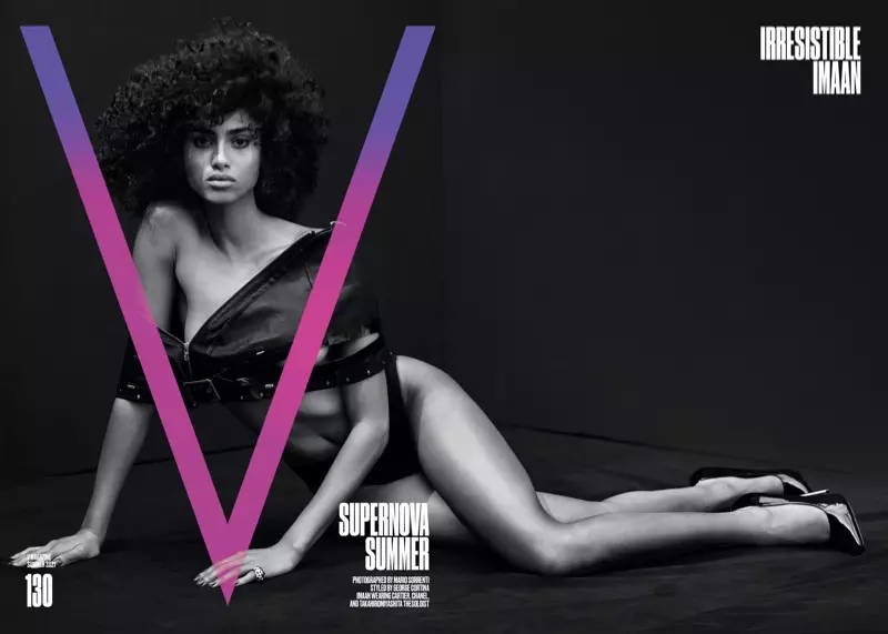 V Magazine #130 Summer 2021 封面上的 Imaan Hammam。