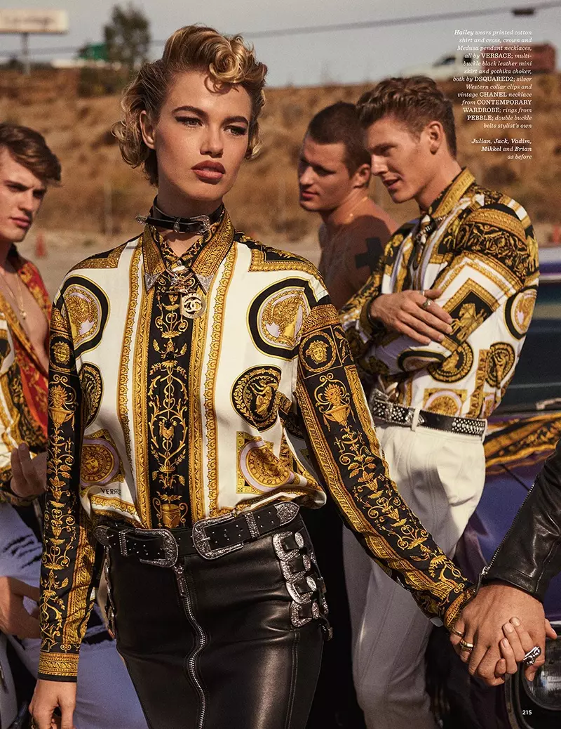 Hailey Clauson သည် GQ Style UK အတွက် Biker Glam ဖက်ရှင်များ မော်ဒယ်များ