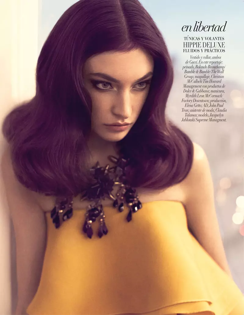 Jacquelyn Jablonski dia Chic 70s amin'ny Gucci ho an'ny Vogue Amerika Latina tamin'ny Janoary 2013 Cover Shoot