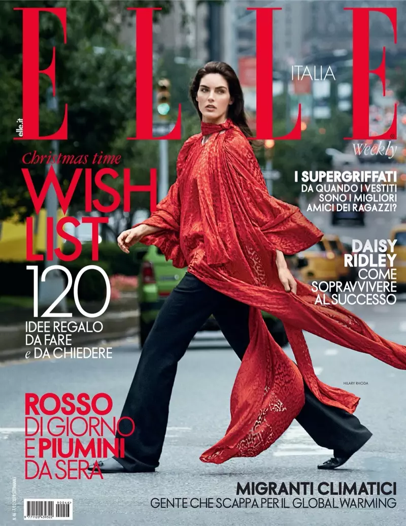 Hilary Rhoda es vesteix amb moda totalment vermella per a ELLE Itàlia