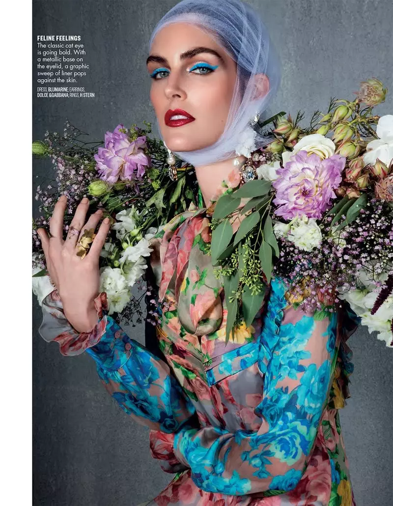 Hilary Rhoda aya dina Full Bloom pikeun Vogue Arabia