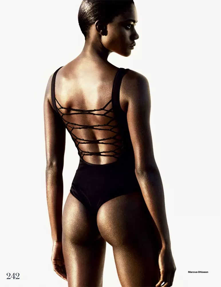 Zuri Tibby Dons Bold Swimwear Looks for ELLE UK eftir Marcus Ohlsson