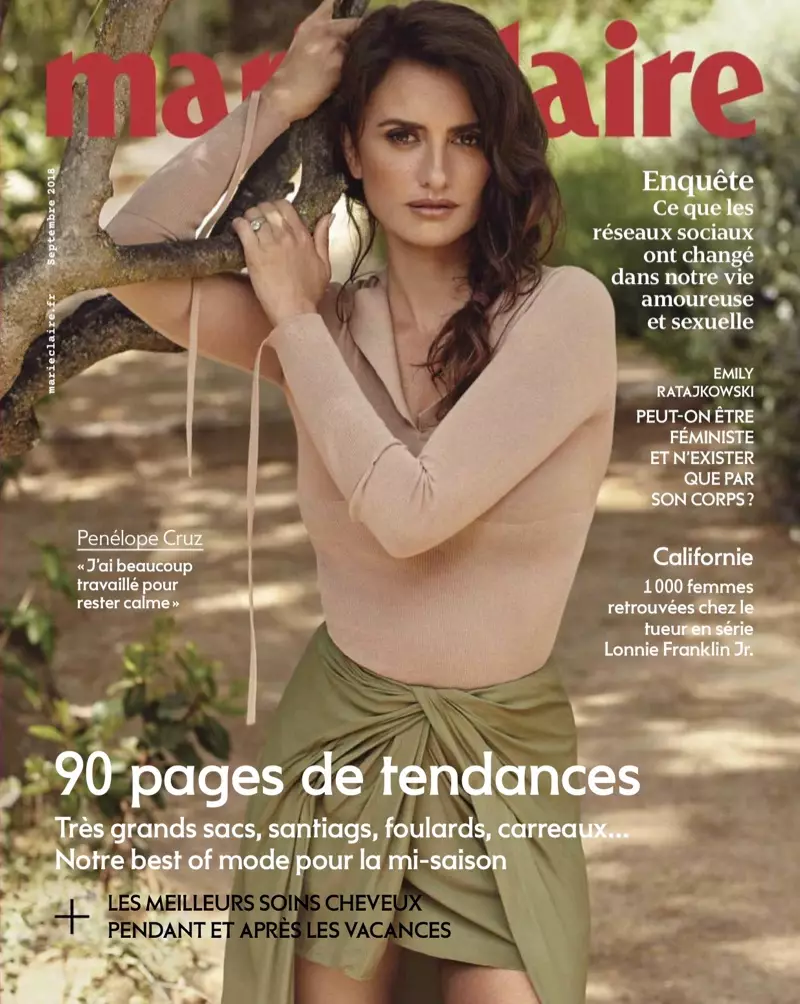 Penelope Cruz uz Marijas Klēras France 2018. gada septembra vāka