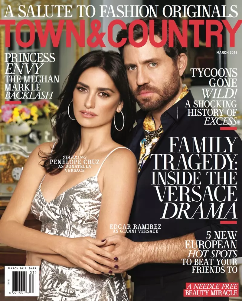 Penelope Cruz & Edgar Ramirez on Town & Country March 2018 Cover