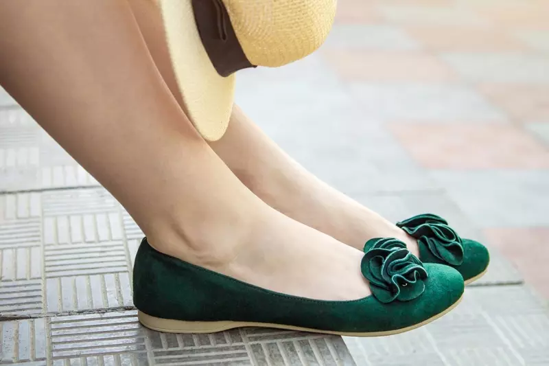 Mara Ballet Flats Suède Aħdar