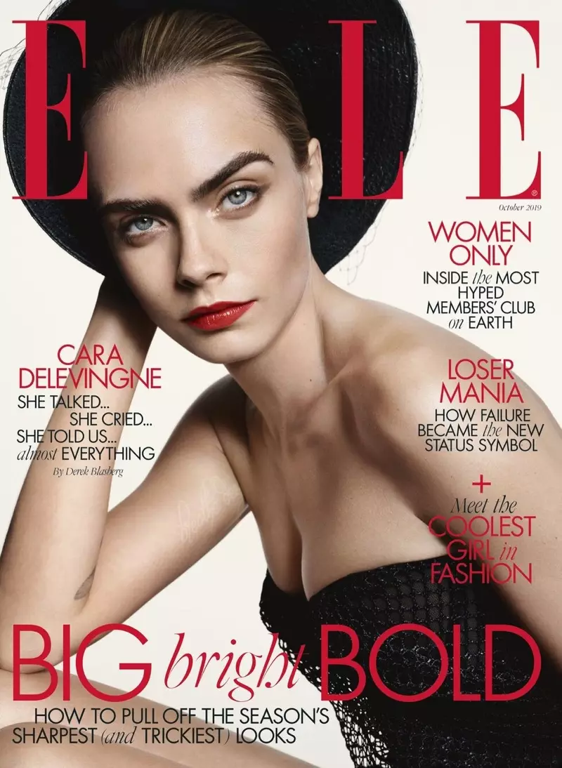 Моден едиторијал на насловната страница на Cara Delevingne ELLE UK 2019 година