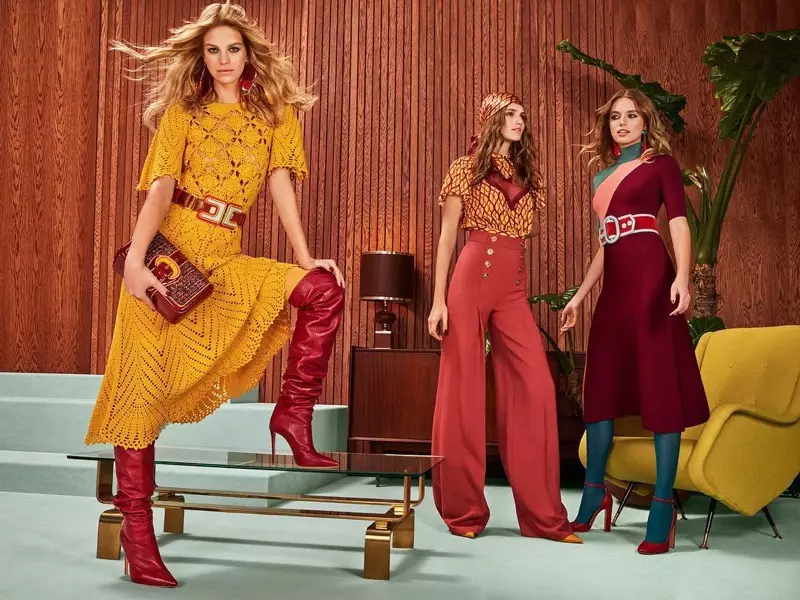 Nadine Leopold, Megan Irminger et Agne Konciute pour la campagne Elisabetta Franchi automne-hiver 2018