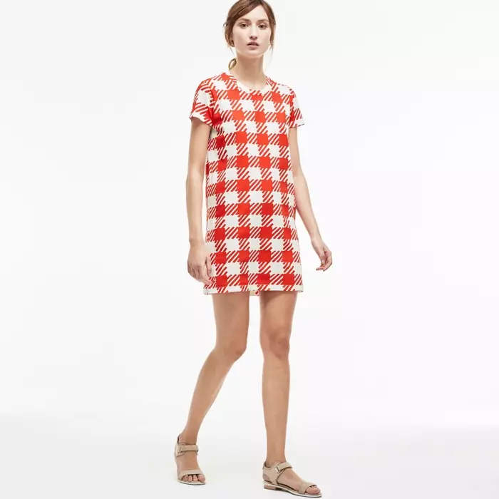 Rochie tricou Lacoste cu mânecă scurtă cu imprimeu Gingham