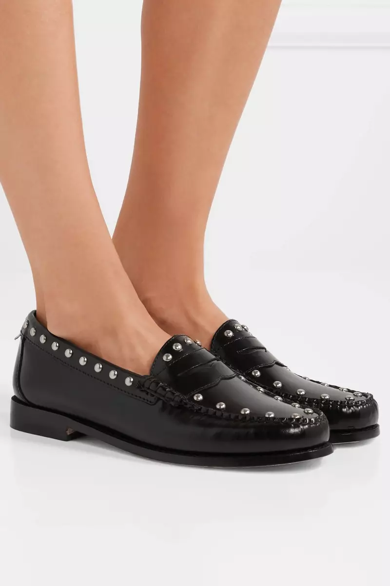 RE/E QETILE x Weejuns The Whitney Studded Glossed-Leather Loafers $395