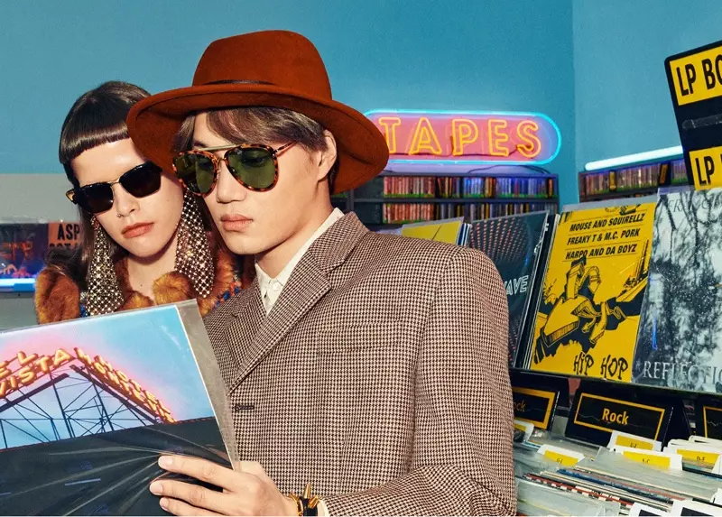 Ang Gucci nagtakda sa spring-summer 2020 eyewear campaign sa usa ka record store