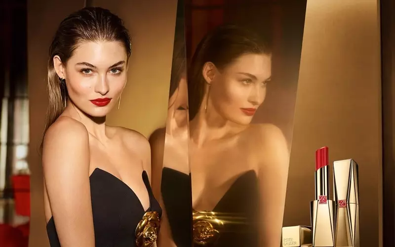 Grace Elizabeth imbere ya Estée Lauder Ibara ryiza Desire Rouge Kwiyamamaza birenze