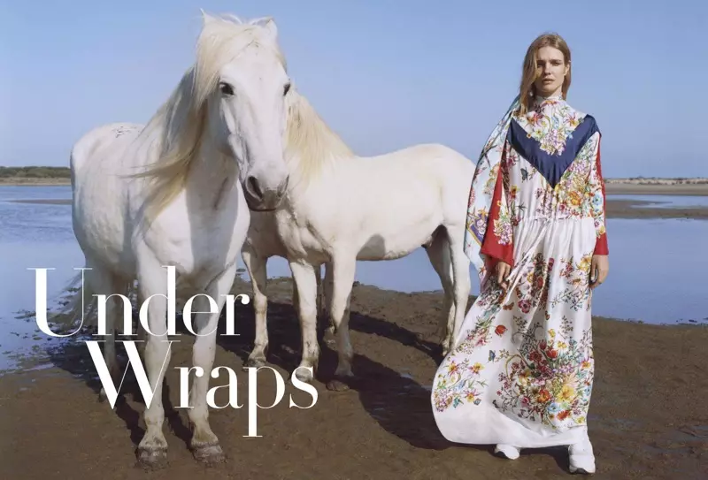 Natalia Vodianova | Vogue US | Printed Scarves Editorial