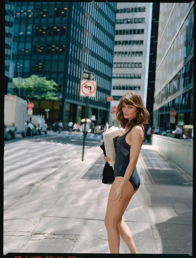 Helena Christensen Models Swimsuits in the City for InStyle