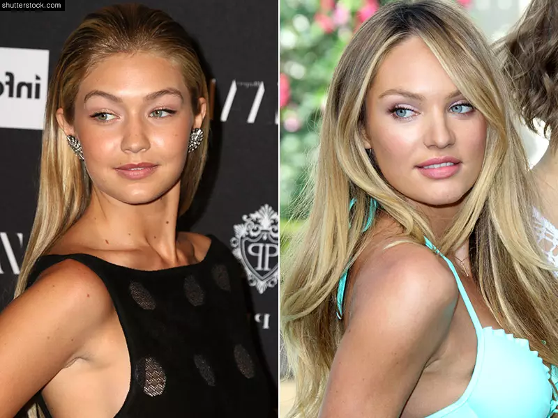 Mind a modellek, mind a szőke bombázók, a Sports Illustrated csaj Gigi Hadid (L) feltűnően hasonlít a Victoria's Secret modelljére, Candice Swanepoelre (R). Fotó: JStone / Helga Esteb / Shutterstock.com