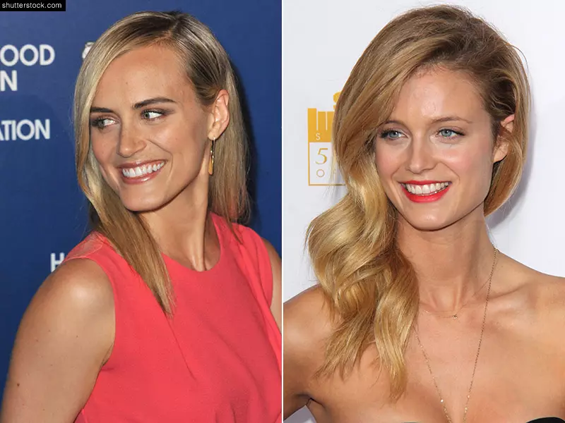 តារា ‘Orange is the New Black’ តារា Taylor Schilling (L) ចែករំលែកលក្ខណៈពិសេសមួយចំនួនដែលធ្លាប់ស្គាល់ជាមួយម៉ូដែល Sports Illustrated Kate Bock (R) ។ រូបថត៖ Jaguar PS / Helga Esteb / Shutterstock.com