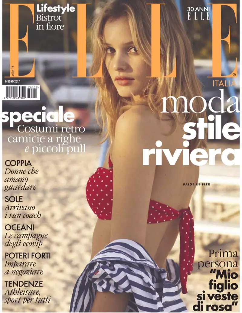 Paige Reifler viste rayas de verano para la historia de portada de ELLE Italia