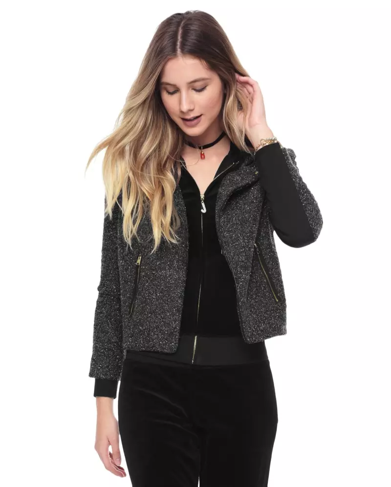 رسيل لباس Lurex Boucle Funnel Neck Jacket