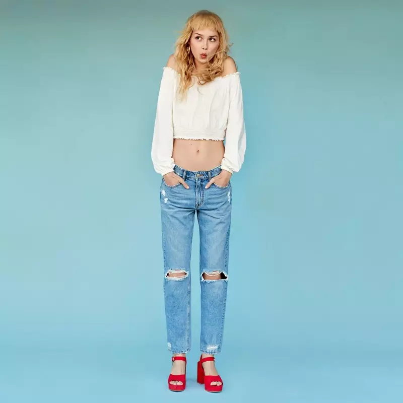 H&M Top, Super Skinny High Jeans at Platform na Sandals