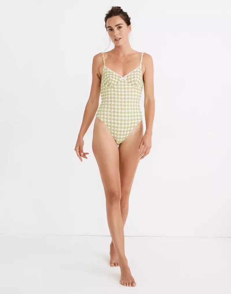 Madewell x Solid & Striped Taylor Igice kimwe cyo koga muri Texting Gingham $ 178