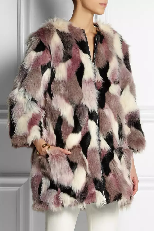 Nina Ricci Reversible Patchwork Faux Fur Coat kasedhiya kanggo $ 2,100.00