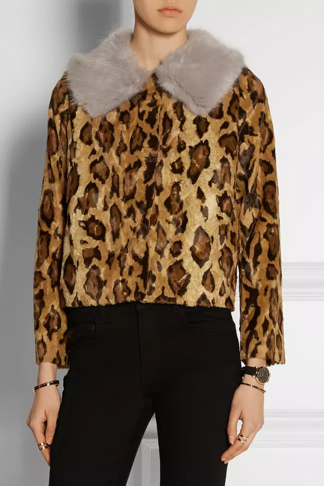 Shrimps Cropped Print Jacket Faux Fur διαθέσιμο για $630,00