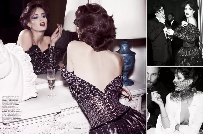 Le Smoking: Nadja Bender Channels 70s YSL សម្រាប់ Mariano Vivanco នៅ Vogue Russia