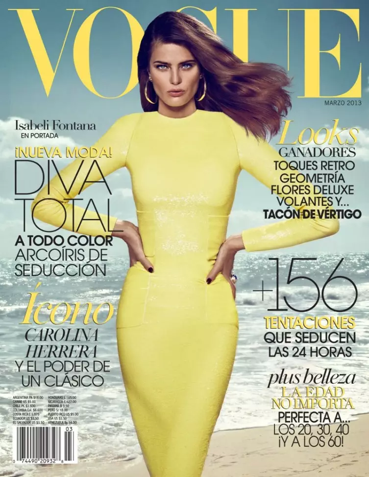 Isabeli Fontana is een Golden Girl voor Vogue Latin America's March Cover Shoot door Koray Birand