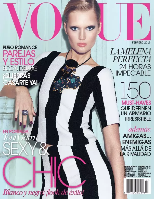 Toni Garrn Sports Vogue Mexico için Geometrik Baskılar Şubat 2013 Kapak Çekimi