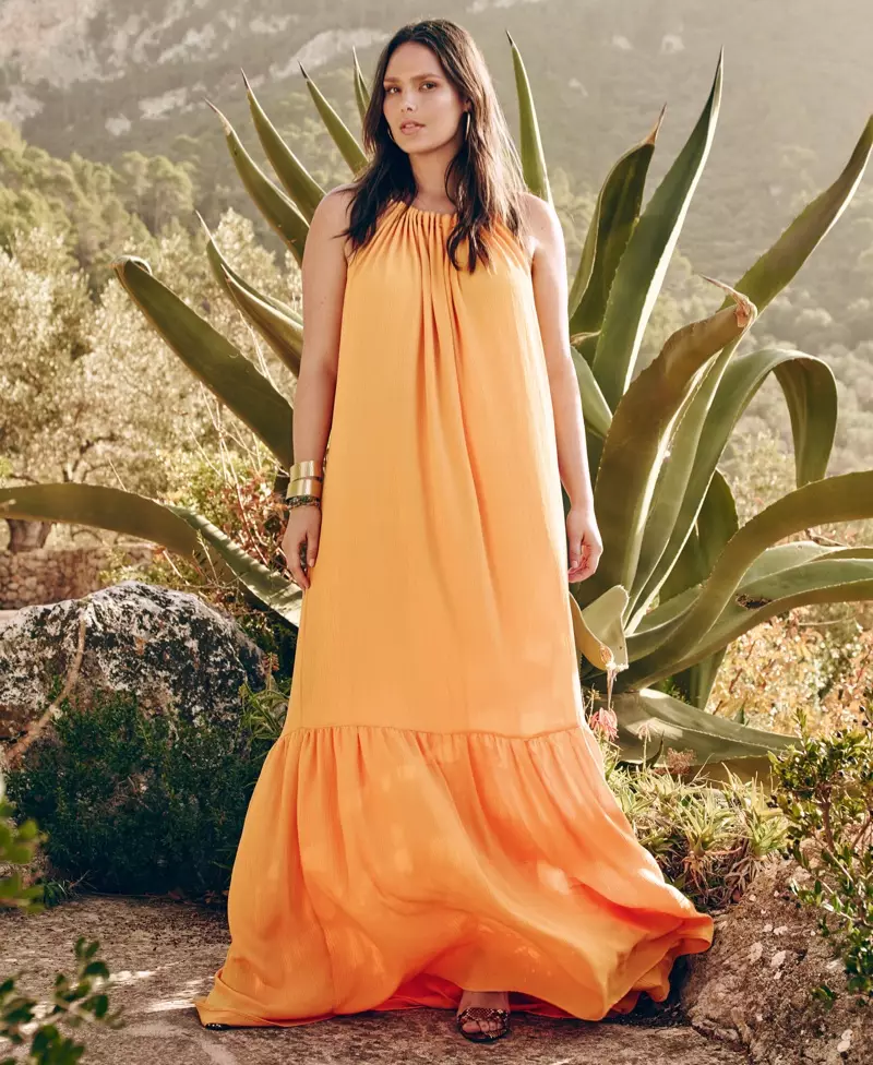 Candice Huffine speel in Violeta by Mango se lente 2016-klereveldtog