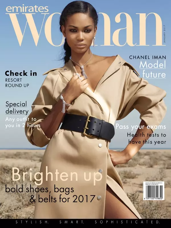 Chanel Iman na obálce Emirates Woman z ledna 2017