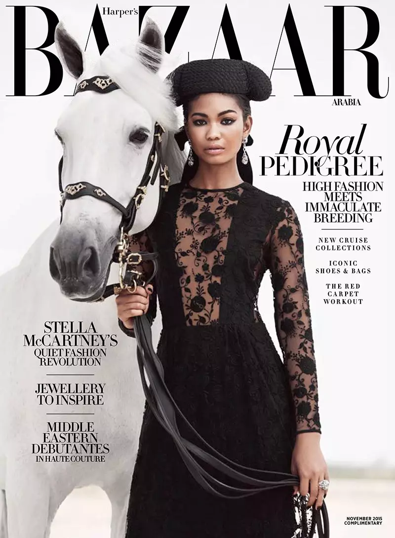 2015 ခုနှစ် နိုဝင်ဘာလ မျက်နှာဖုံးတွင် Harper's Bazaar Arabia မှ Chanel Iman