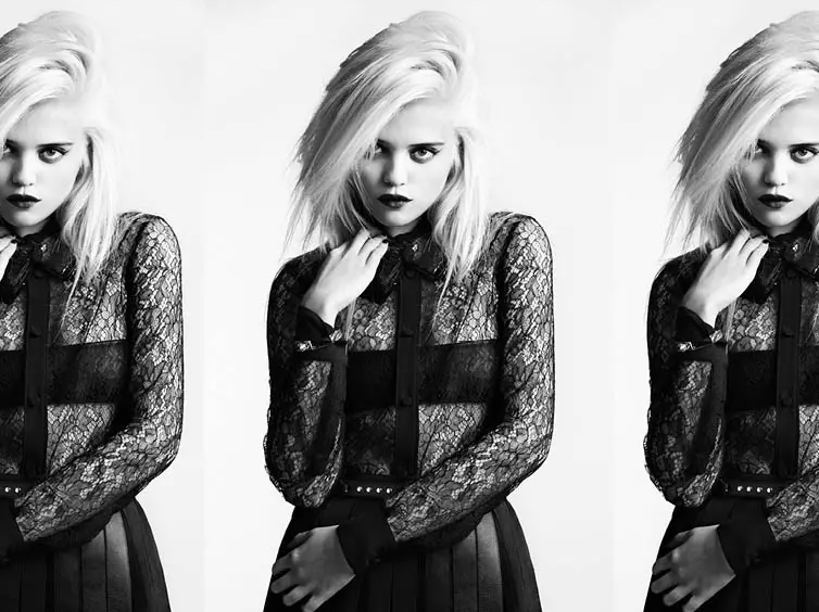 Sky Ferreira ereduak Saint Laurent-en 2013ko udazken aurreko bilduma Hedi Slimane-ren eskutik