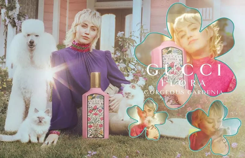 Miley Cyrus joue dans la campagne de parfums Gucci Flora Gorgeous Gardenia.