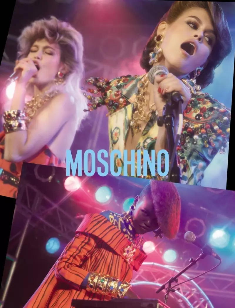 Gigi Hadid, Kaia Gerber និង Adut Akech នៅមុខយុទ្ធនាការ Moschino និទាឃរដូវ-រដូវក្តៅឆ្នាំ ២០២០