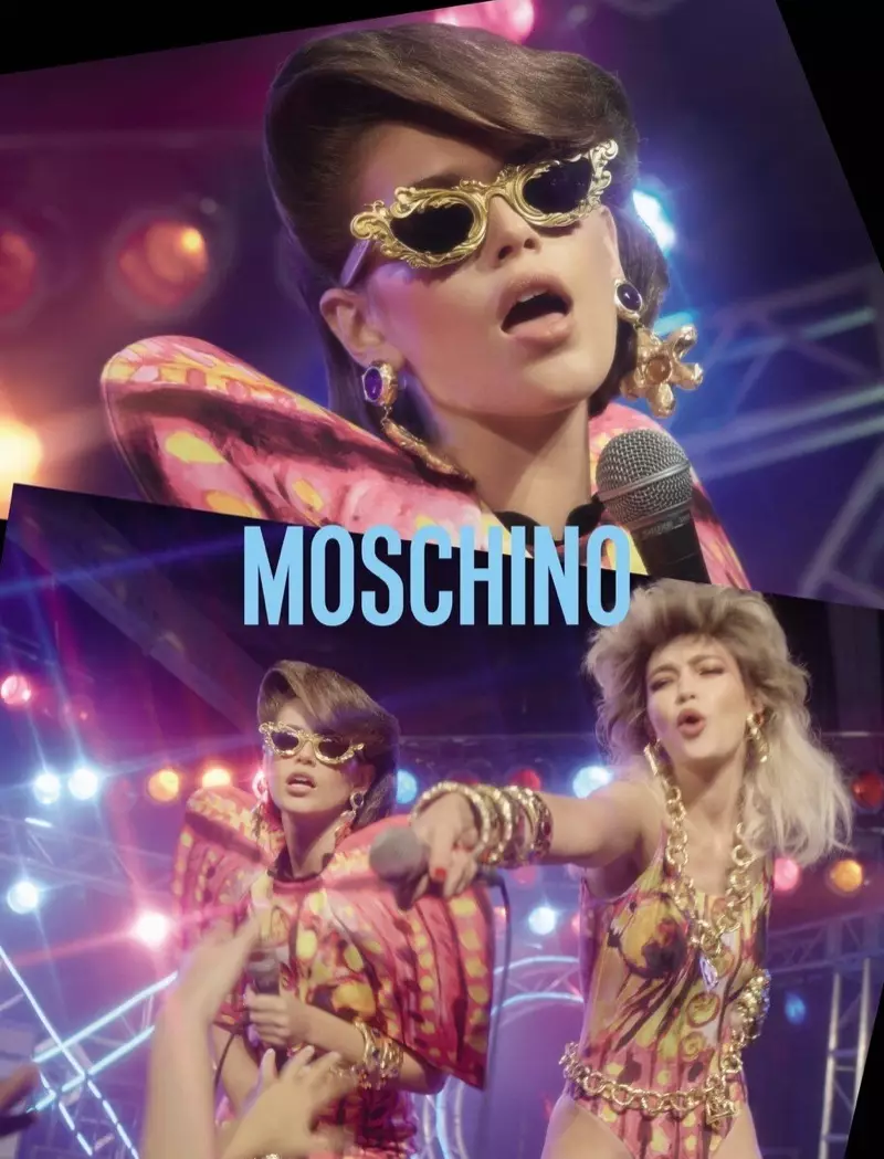 Kaia Gerber en Gigi Hadid sjonge yn Moschino maitiid-simmer 2020-kampanje