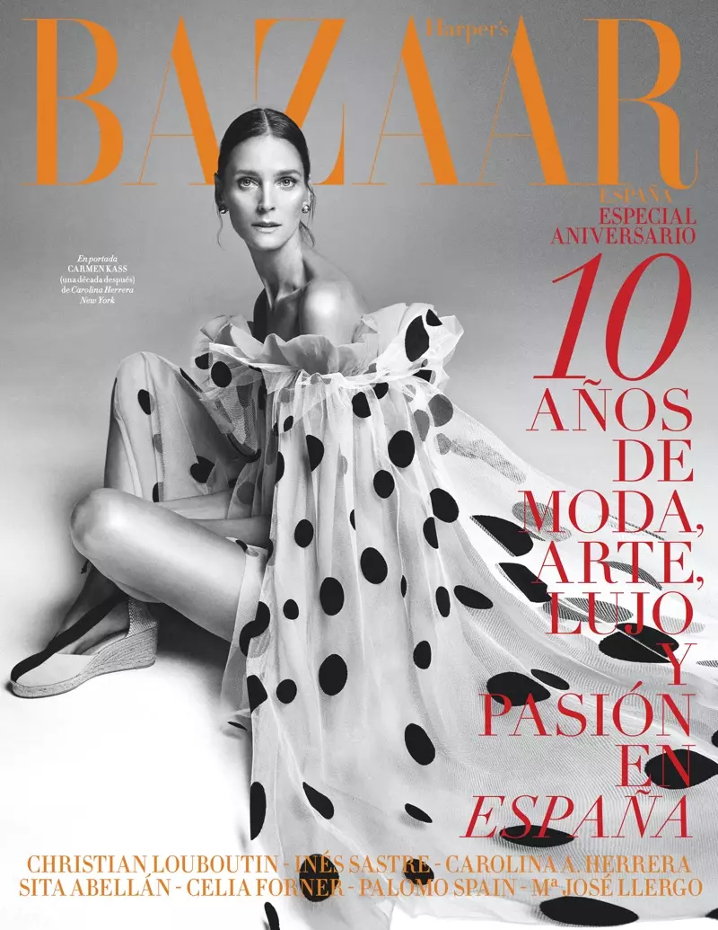 Carmen Kass Modellen Statement Styles voor Harper's Bazaar Spanje