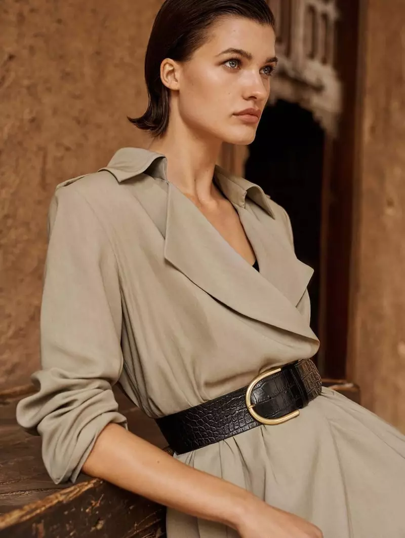 Massimo Dutti Belted Trench Coat och Mock Croc Läderbälte