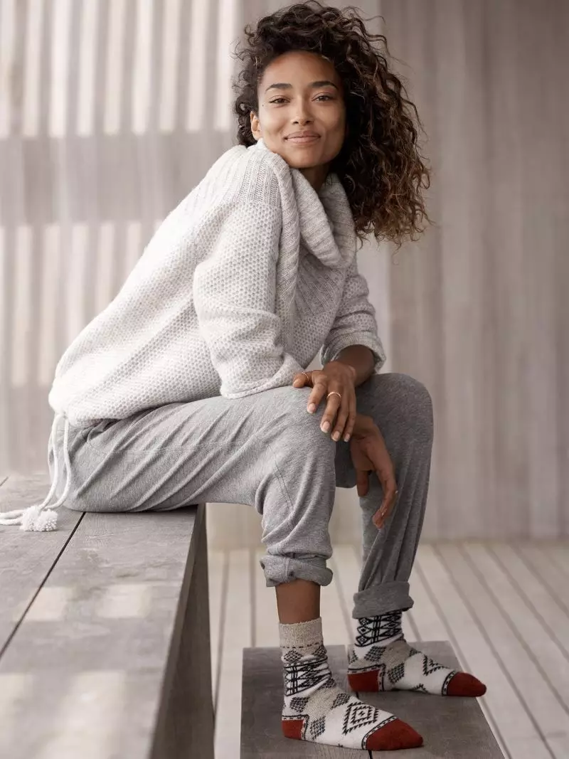 Madewell Snowbound Drawstring Pullover Sweater, Joog-In Surwaal Bajama iyo sharabaadada rooga dheeman