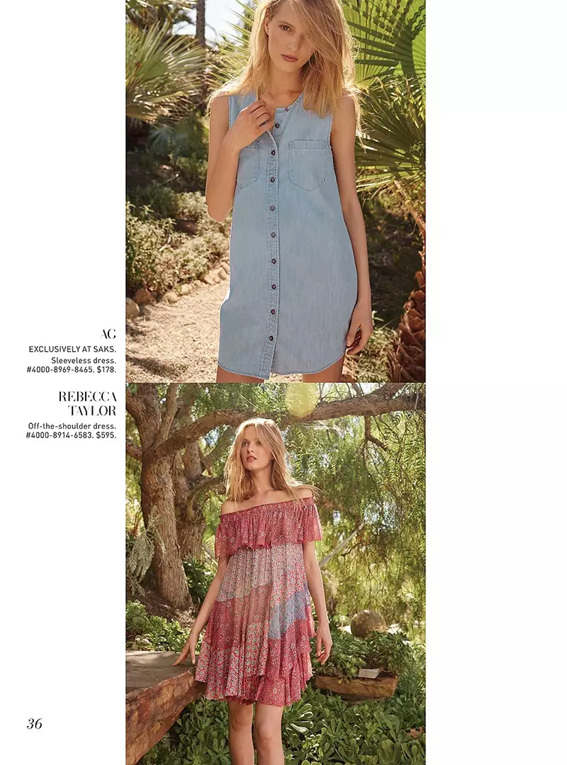 (Itaas) AG na Walang Sleeve na Denim na Dress (Ibaba) Rebecca Taylor Off the Shoulder Dress